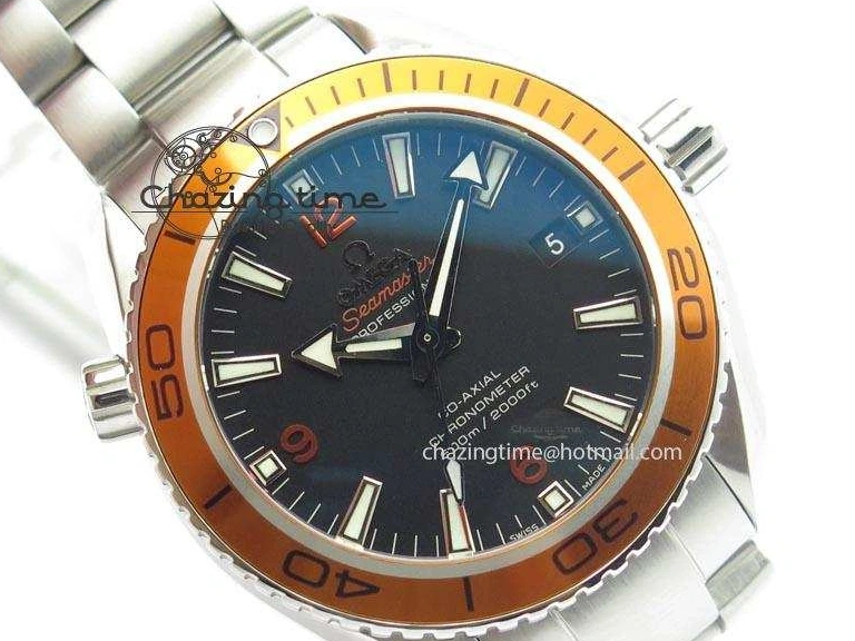 0127 Planet Ocean SS Bp Maker 45mm Orange Bezel On SS Bracelet A DailyWear 8216